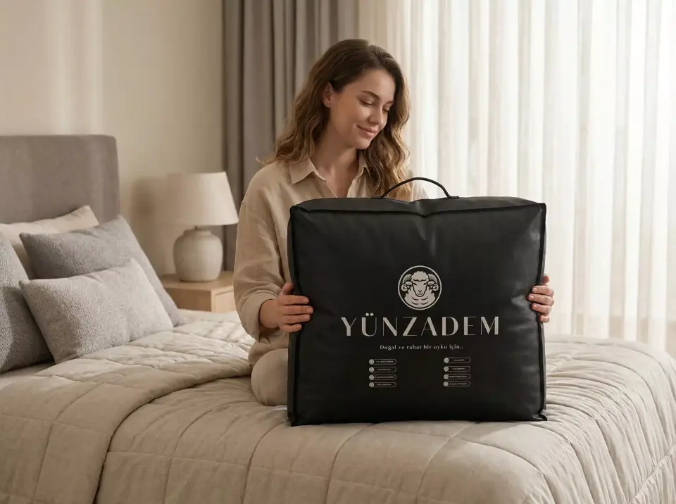 %100 Doğal Merinos Kuzu Yünü Yatak Pedi