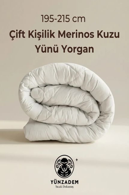 Çift Kişilik Yün Yorgan 195 - 215 cm (Merinos Kuzu Yünü)-3.150 kg