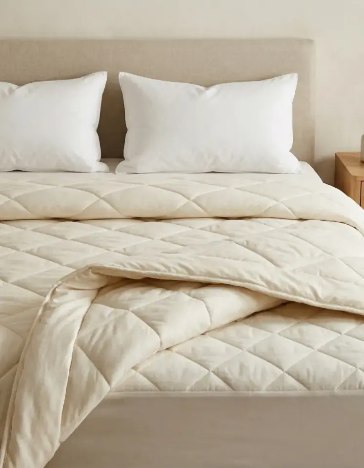 %100 Saf Merinos Kuzu Yünü Çift Kişilik Uyku Seti - Yün Yorgan + Yatak Pedi + 2 Yastık